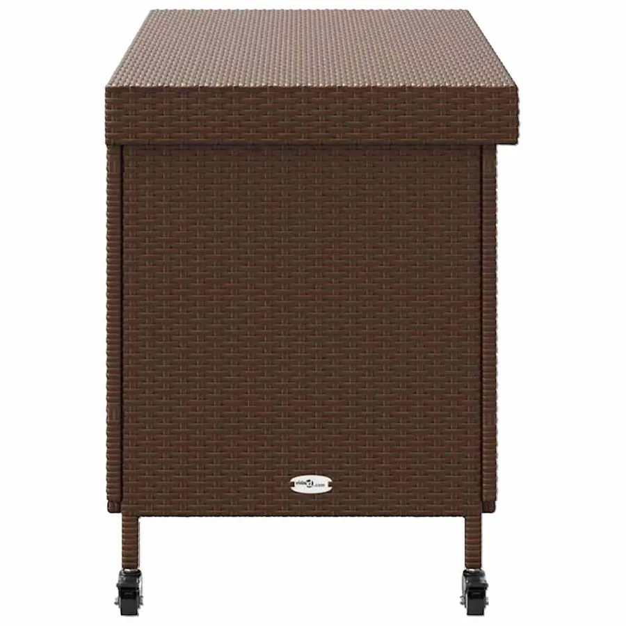 Boîte de rangement de jardin et roues marron résine tressée - 5