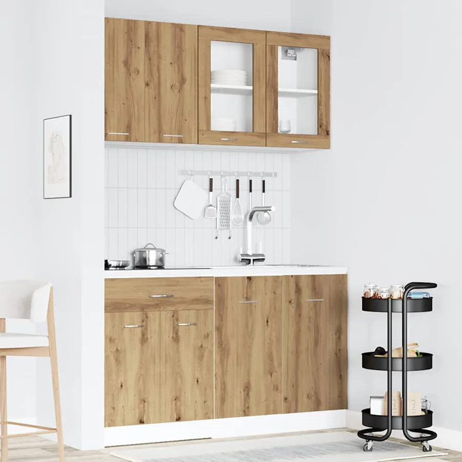 Ensemble de 4 meubles de cuisine "Lyon" en chêne artisanal