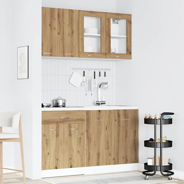 Ensemble de 4 meubles de cuisine "Lyon" en chêne artisanal