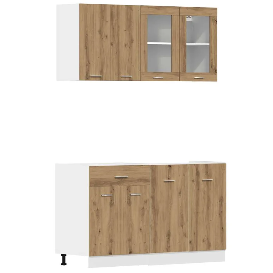 Ensemble de 4 meubles de cuisine "Lyon" en chêne artisanal - 2