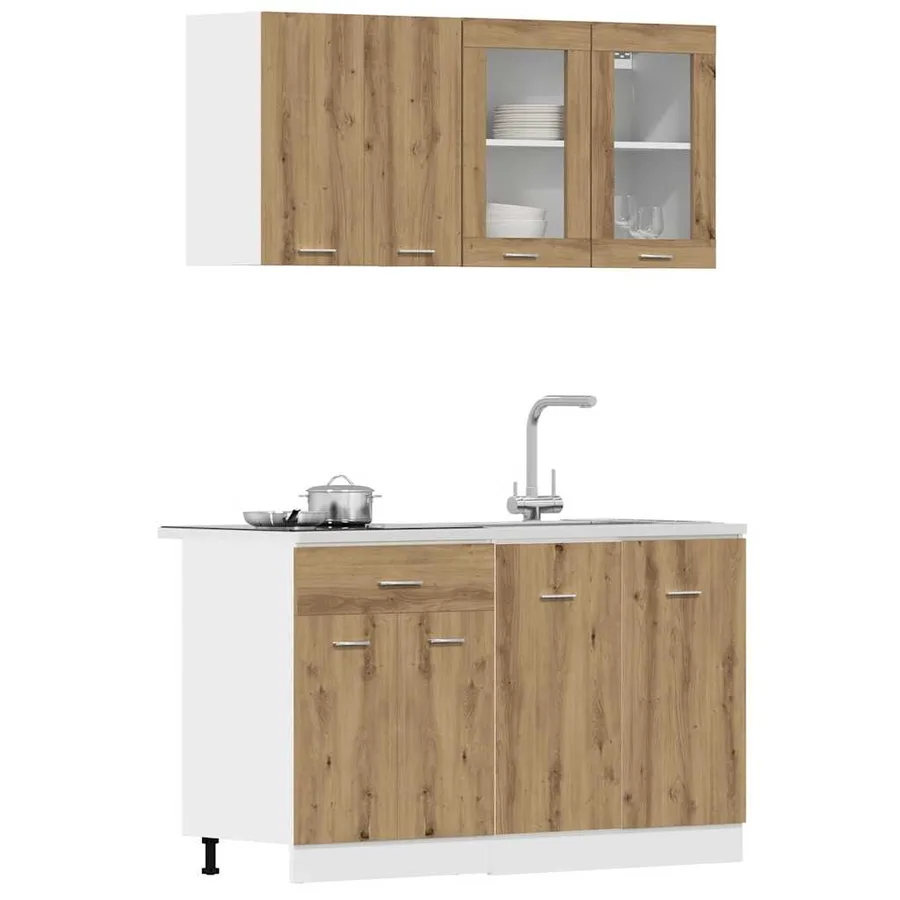 Ensemble de 4 meubles de cuisine "Lyon" en chêne artisanal - 3