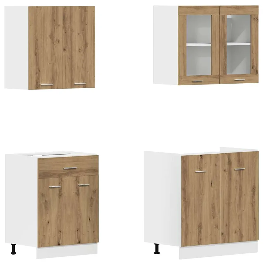 Ensemble de 4 meubles de cuisine "Lyon" en chêne artisanal - 4