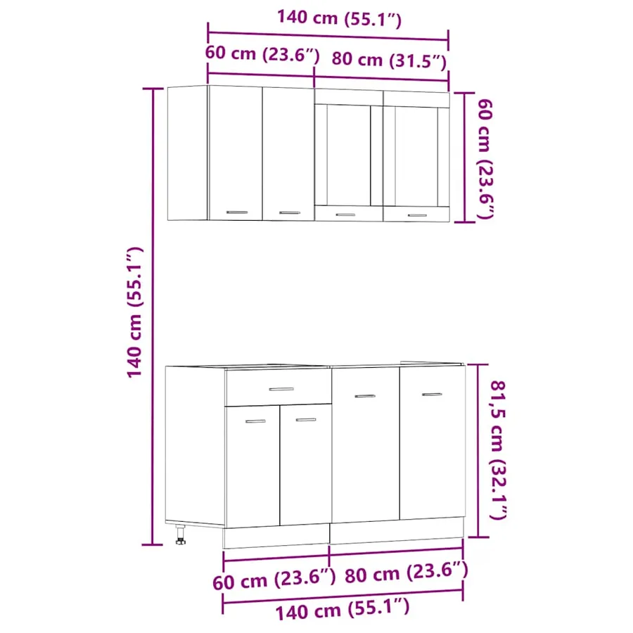 Ensemble de 4 meubles de cuisine "Lyon" en chêne artisanal - 9
