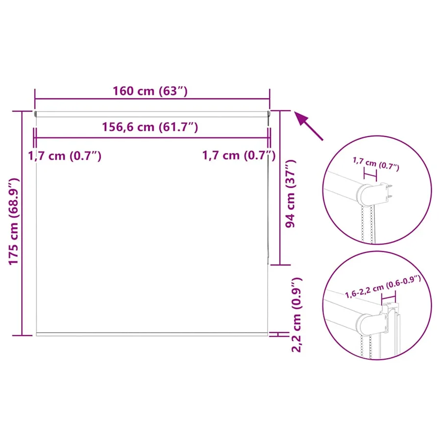 Store enrouleur occultant 160x175 cm largeur du tissu 156,6 cm - 18