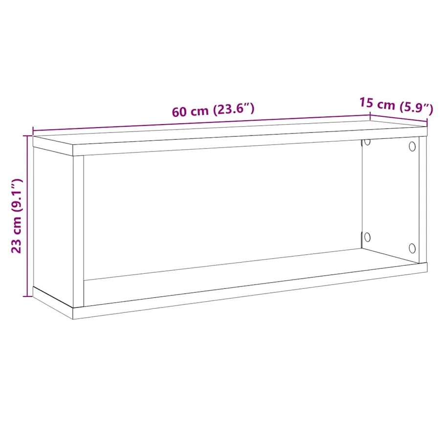Étagères cube murales 2 pcs chêne artisanal 60x15x23 cm - 10