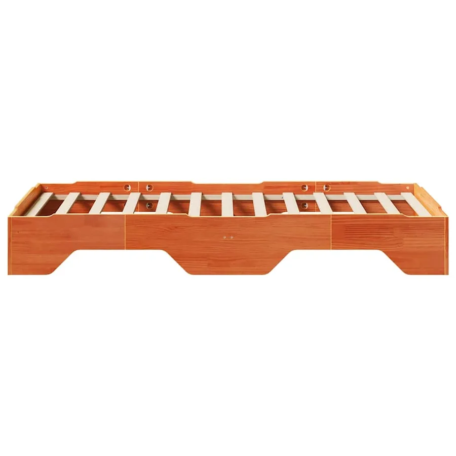 Cadre de lit sans matelas empilable cire marron 75x190 cm - 6