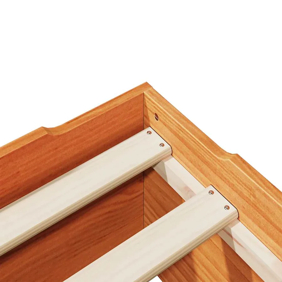 Cadre de lit sans matelas empilable cire marron 75x190 cm - 9