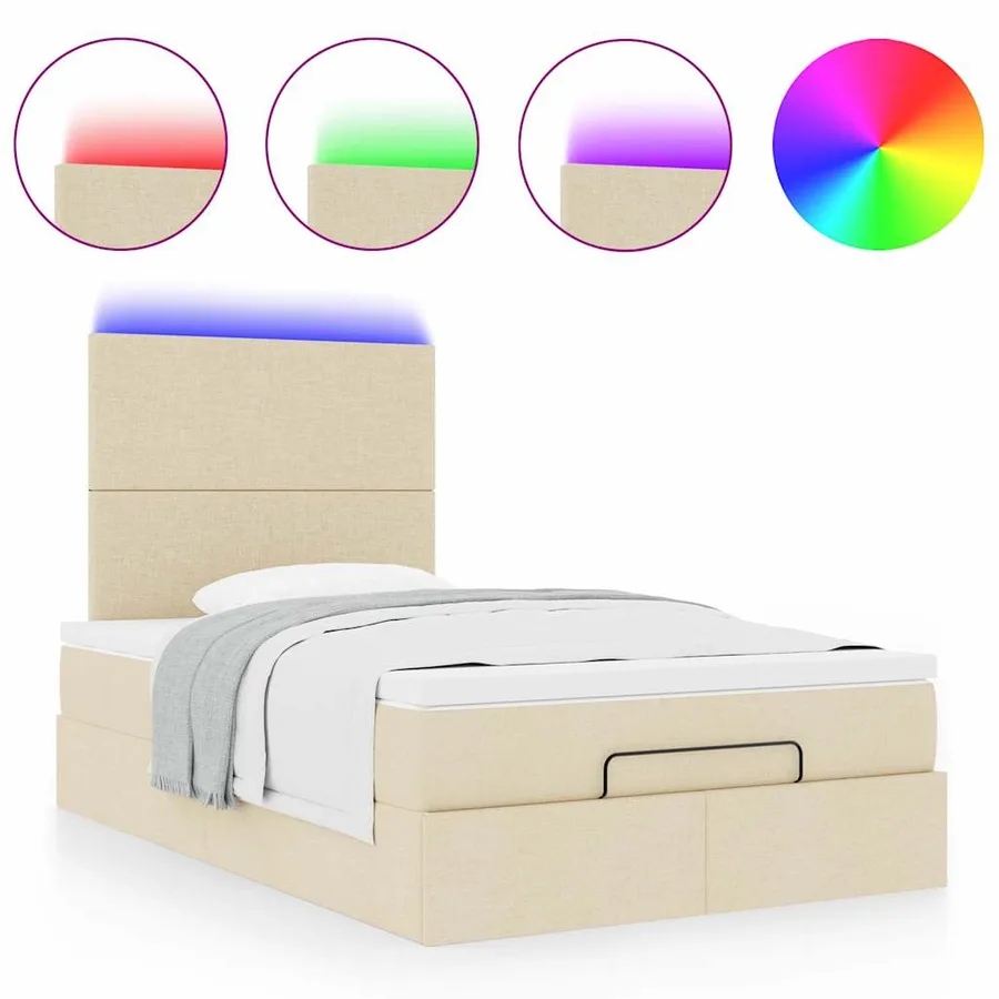 Cadre de lit ottoman avec matelas crème 120x200cm tissu - 5