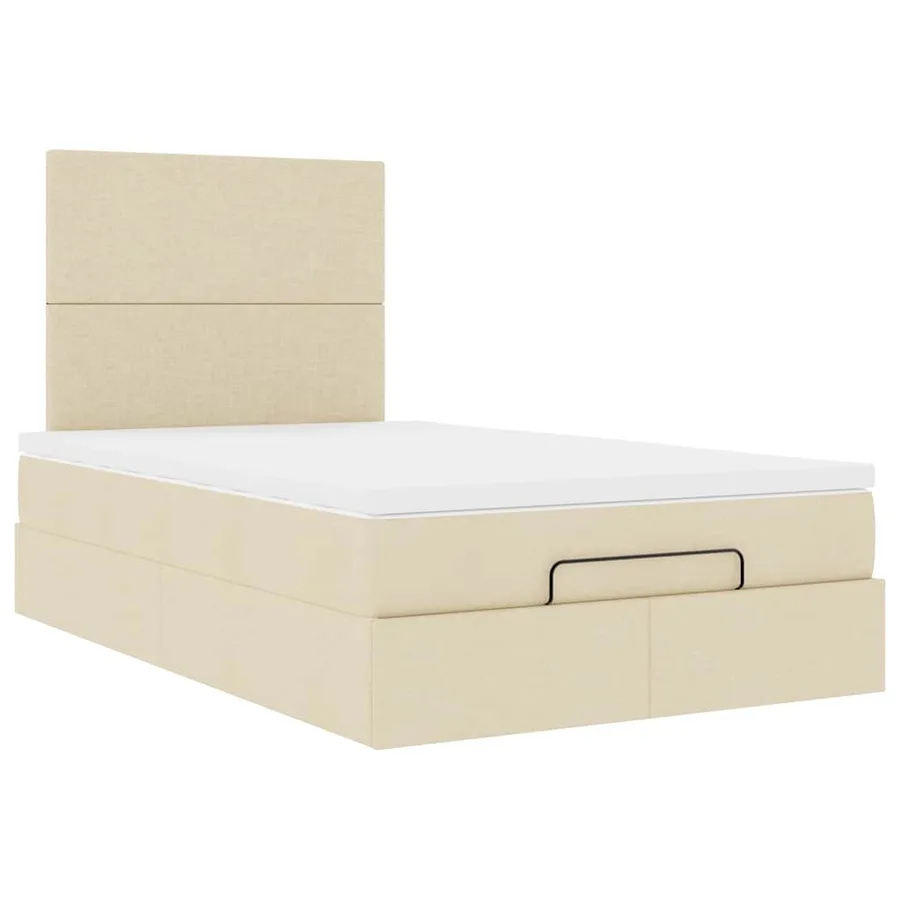 Cadre de lit ottoman avec matelas crème 120x200cm tissu - 7