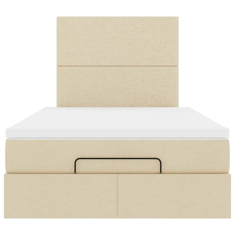 Cadre de lit ottoman avec matelas crème 120x200cm tissu - 8