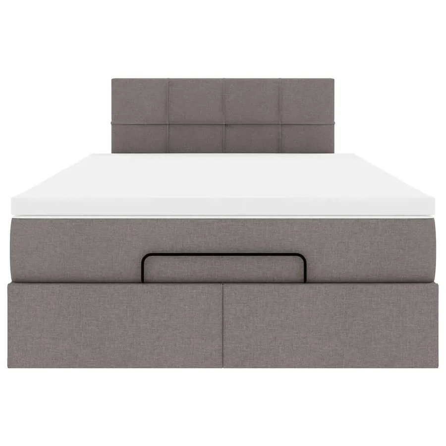Cadre de lit ottoman avec matelas taupe 120x200 cm tissu - 7