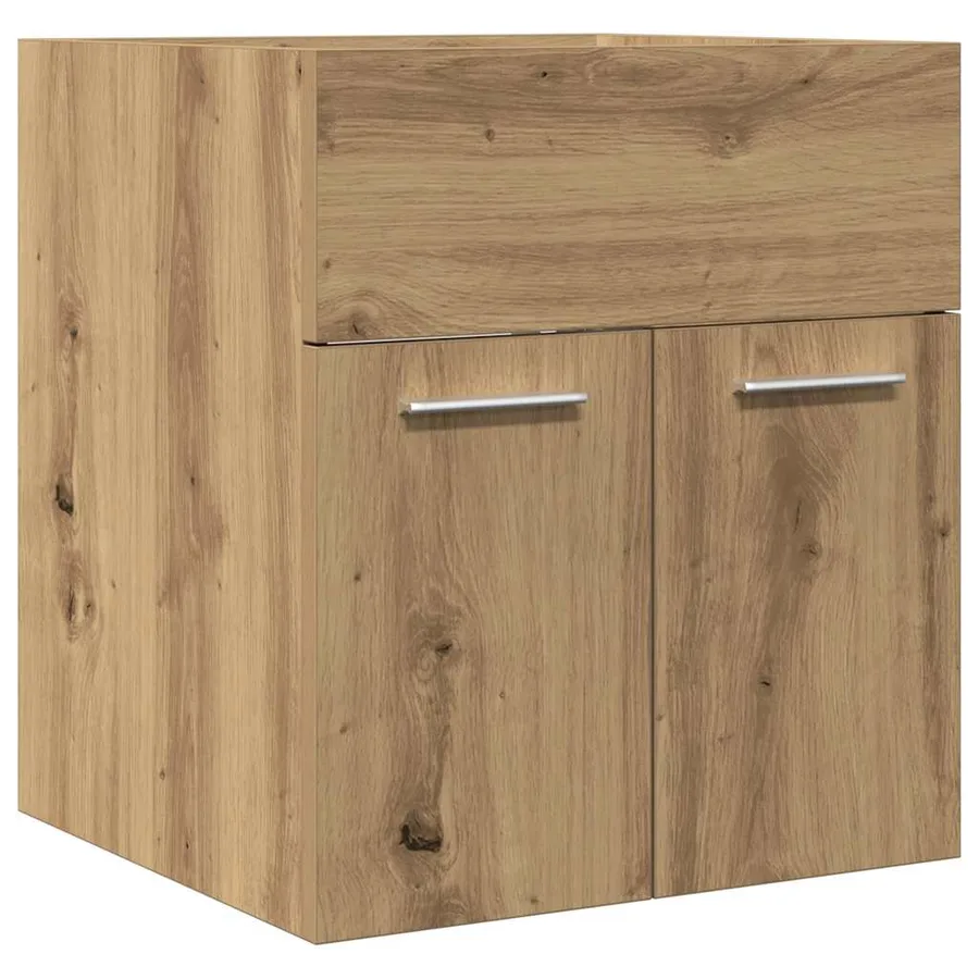 Armoire lavabo de salle de bain chêne artisanal bois ingénierie - 2