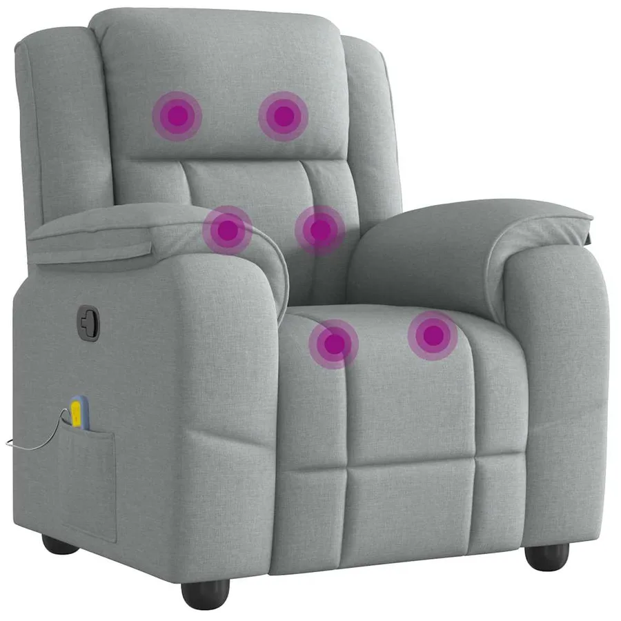 Fauteuil de massage inclinable Gris clair Tissu - 6