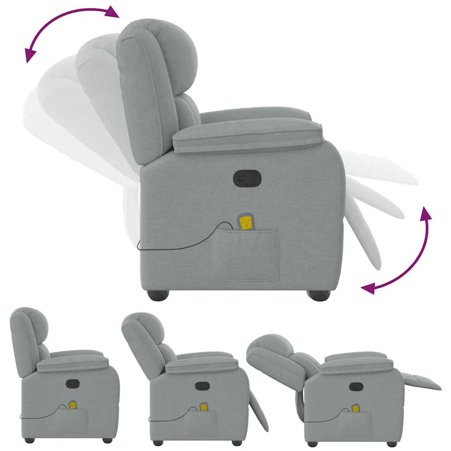 Fauteuil de massage inclinable Gris clair Tissu - 7