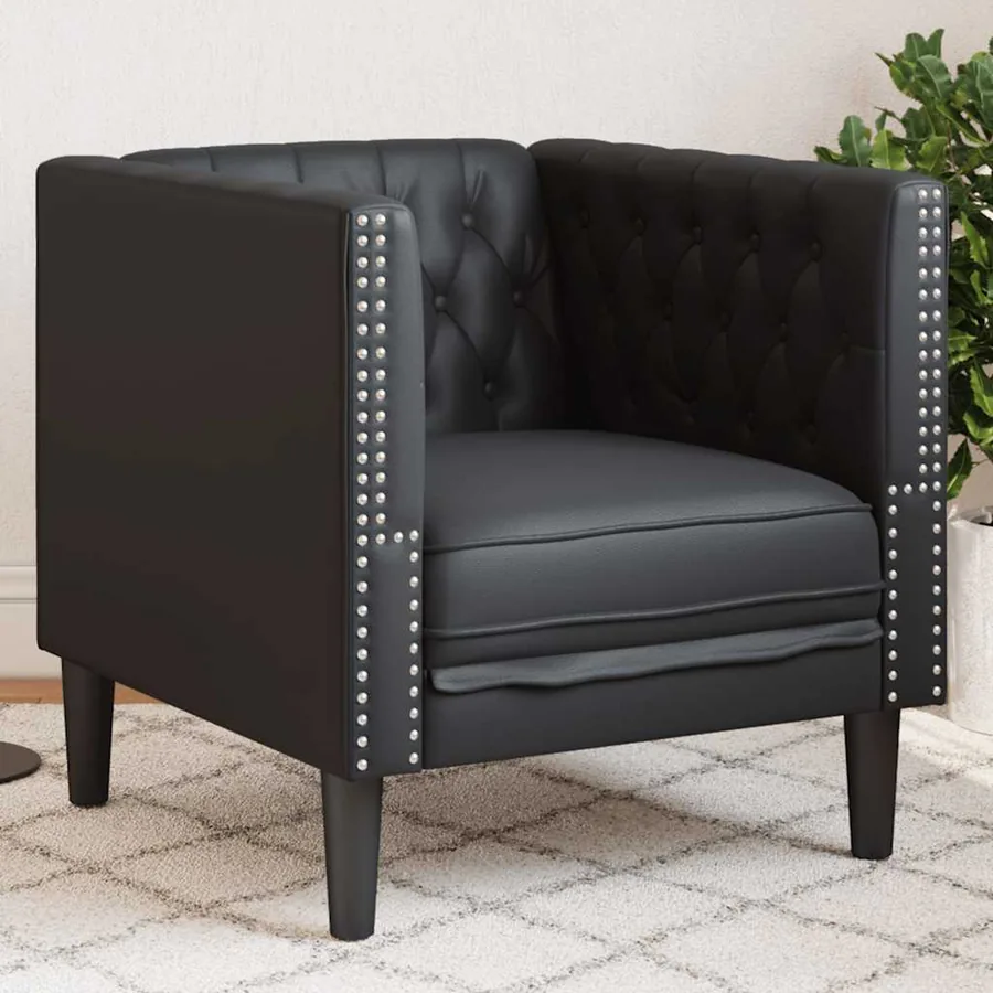 Fauteuil Chesterfield noir similicuir
