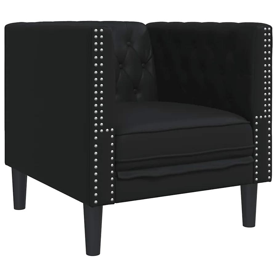 Fauteuil Chesterfield noir similicuir - 2
