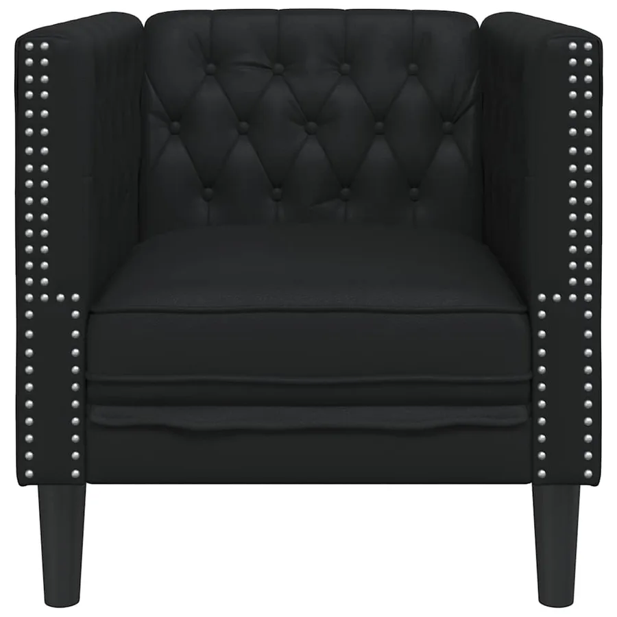 Fauteuil Chesterfield noir similicuir - 4