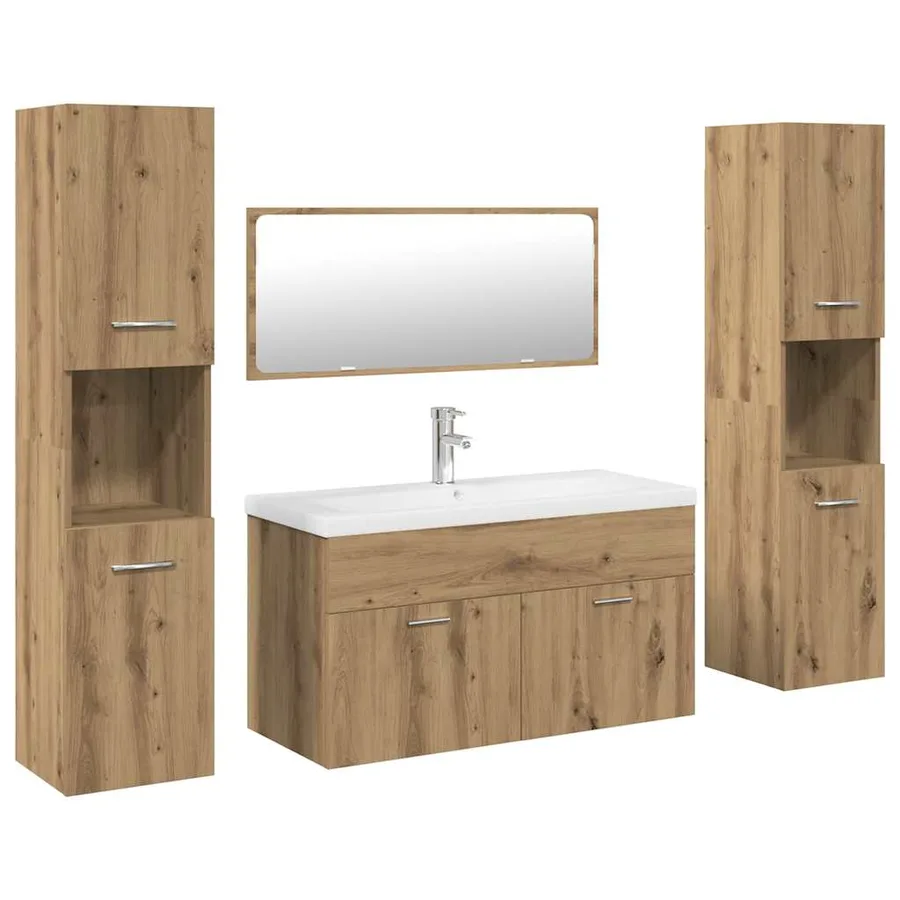 Ensemble de meubles salle de bain 5 pcs bois d'ingénierie - 2