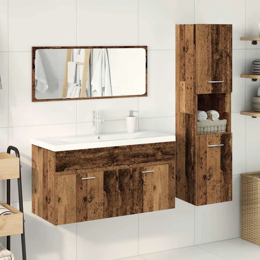 Ensemble de meubles salle de bain 4 pcs bois d'ingénierie - 3