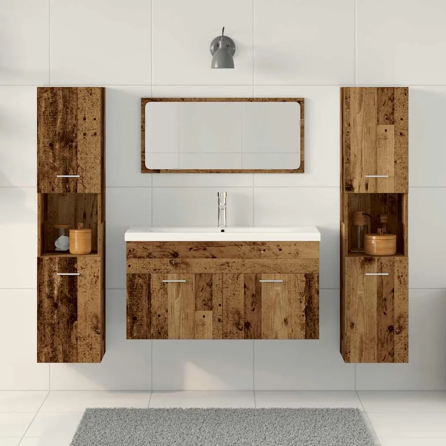 Ensemble de meubles salle de bain 4 pcs bois d'ingénierie - 3
