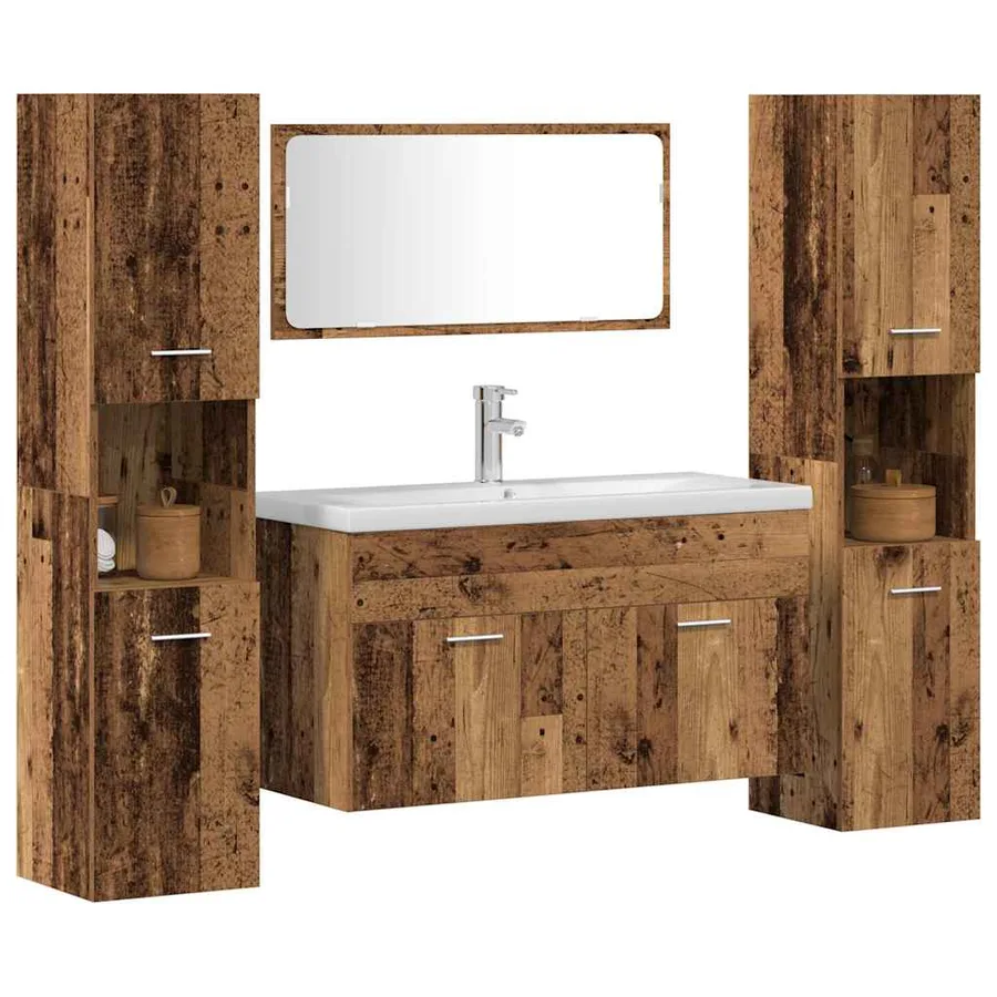 Ensemble de meubles salle de bain 4 pcs bois d'ingénierie - 4