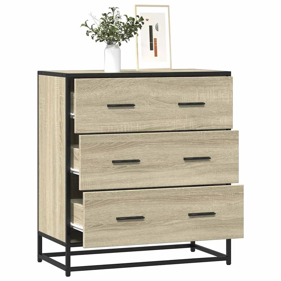Buffet chêne sonoma 68x35x76 cm bois d'ingénierie et métal