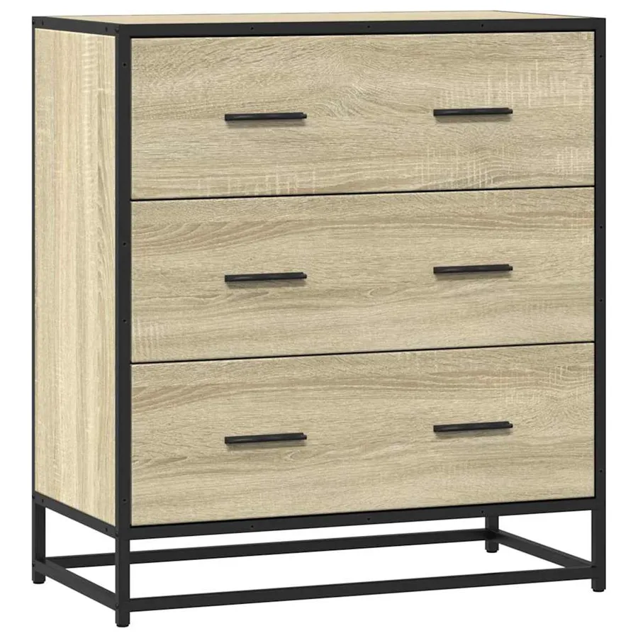 Buffet chêne sonoma 68x35x76 cm bois d'ingénierie et métal - 2