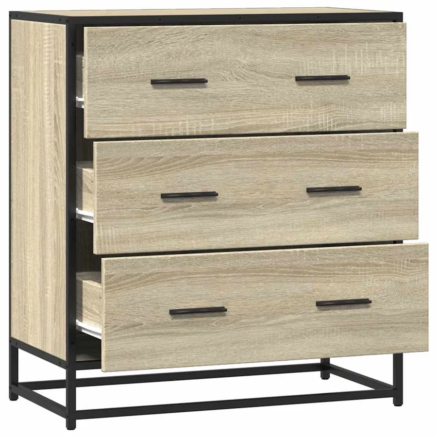Buffet chêne sonoma 68x35x76 cm bois d'ingénierie et métal - 7