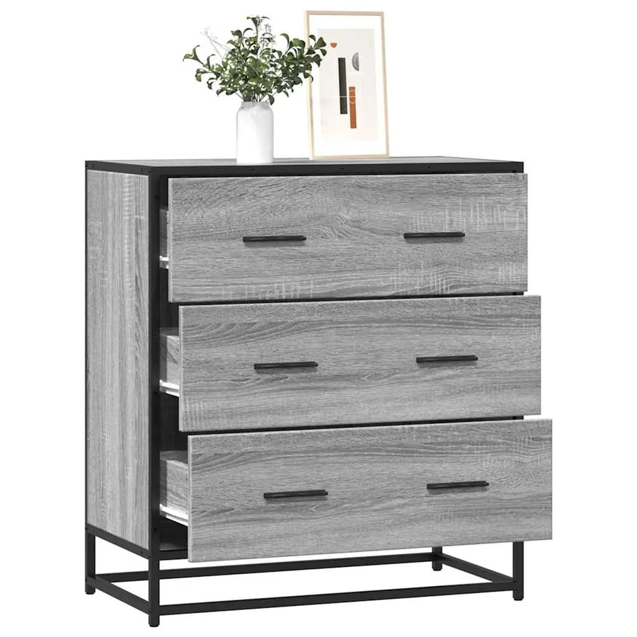 Buffet sonoma gris 68x35x76 cm bois d'ingénierie et métal