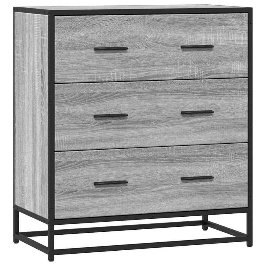 Buffet sonoma gris 68x35x76 cm bois d'ingénierie et métal - 2