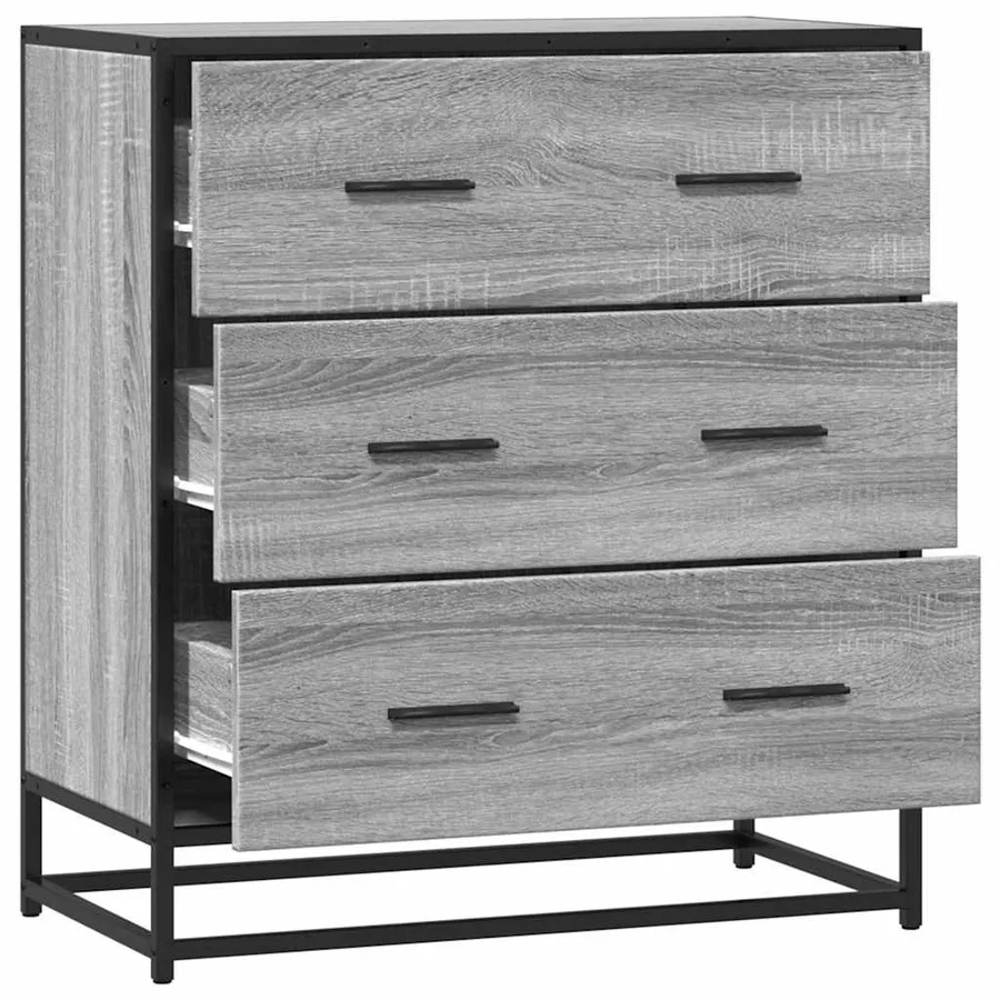 Buffet sonoma gris 68x35x76 cm bois d'ingénierie et métal - 7