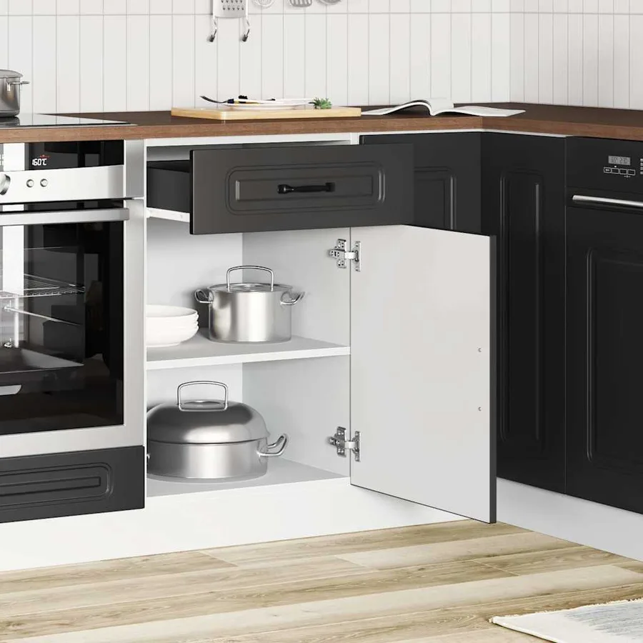 Armoire de cuisine Kalmar noir bois d'ingénierie - 3