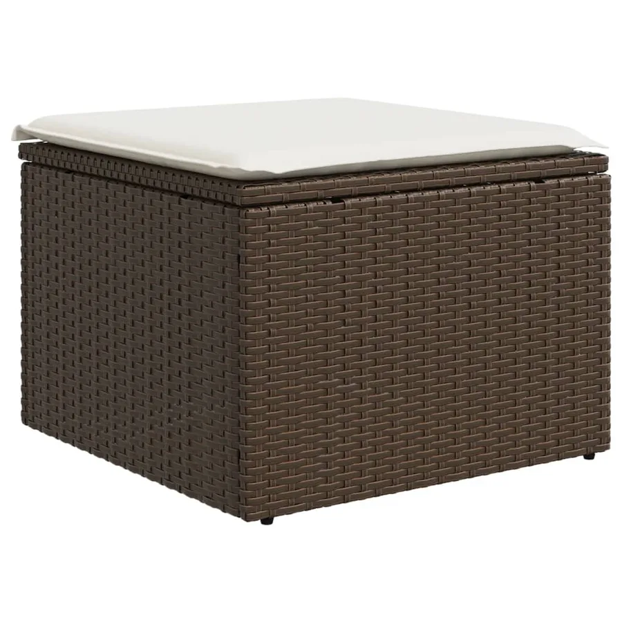 Salon de jardin avec coussins 9 pcs marron résine tressée - 5