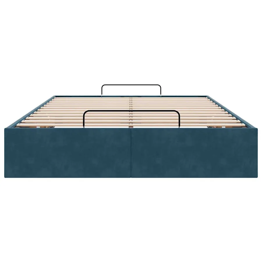 Cadre de lit ottoman sans matelas bleu foncé 120x200 cm velours - 7