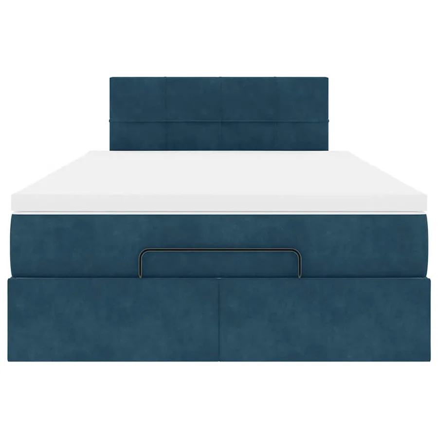 Cadre de lit ottoman avec matelas bleu foncé 120x200 cm velours - 5