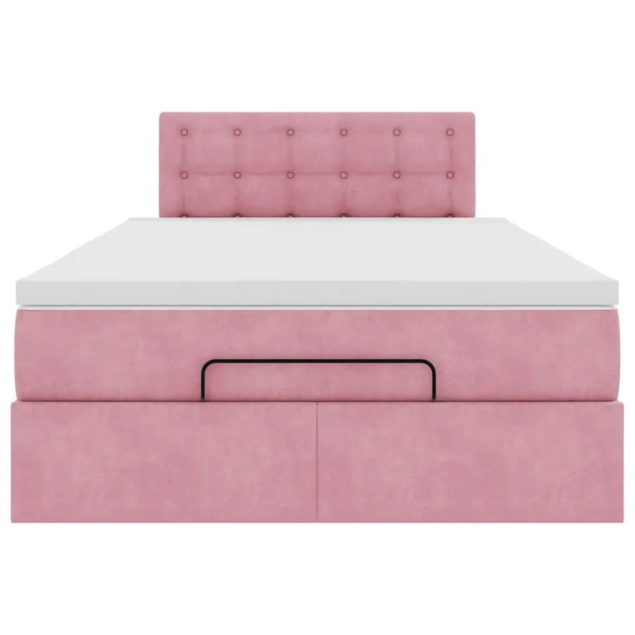 Cadre de lit ottoman avec matelas rose 120x200 cm velours - 8
