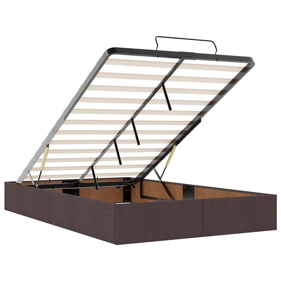 Cadre de lit ottoman avec matelas marron foncé 120x190 cm tissu - 12