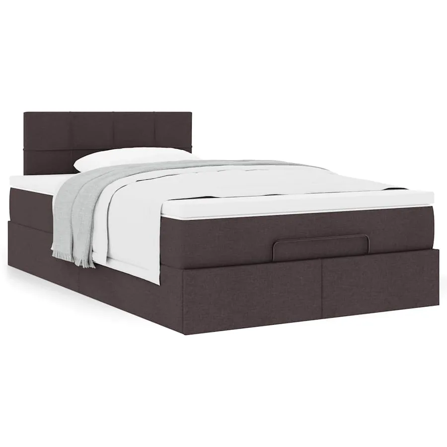 Cadre de lit ottoman avec matelas marron foncé 120x190 cm tissu - 4
