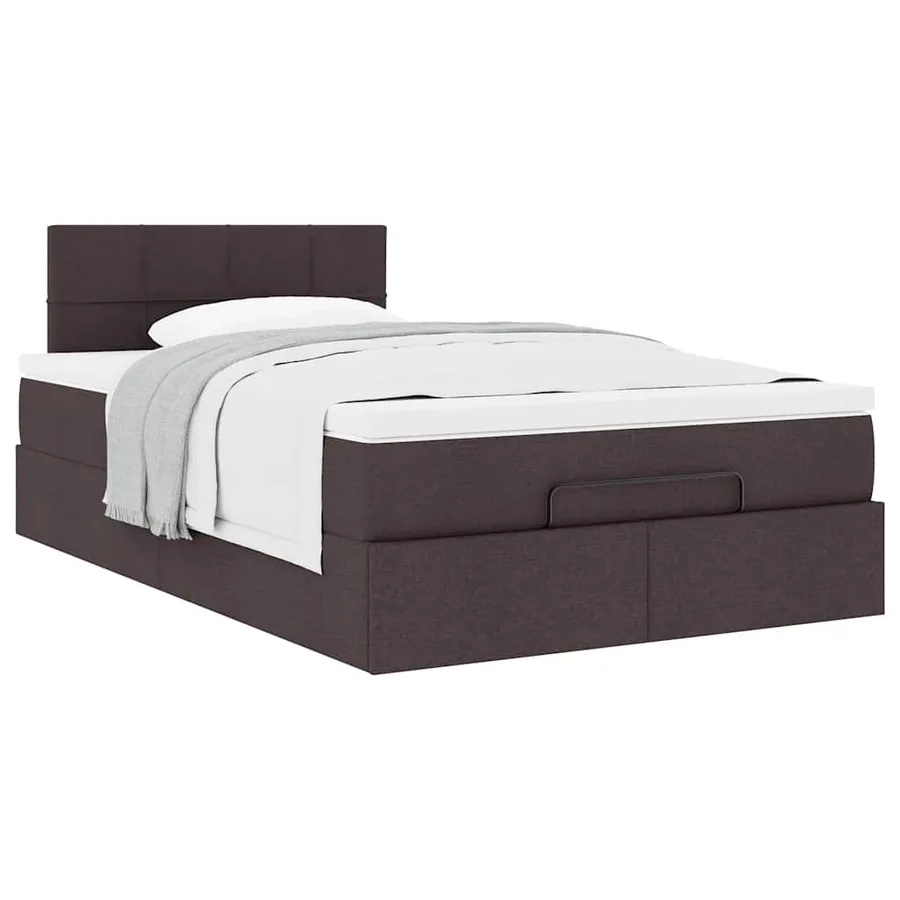 Cadre de lit ottoman avec matelas marron foncé 120x190 cm tissu - 5