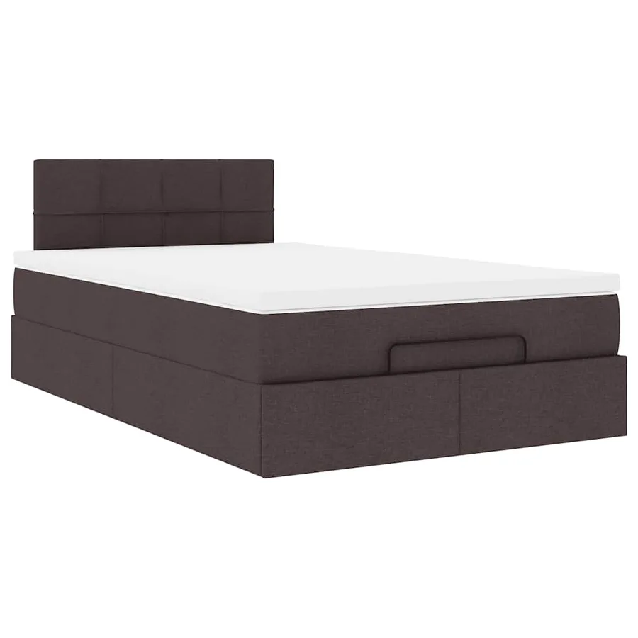 Cadre de lit ottoman avec matelas marron foncé 120x190 cm tissu - 6