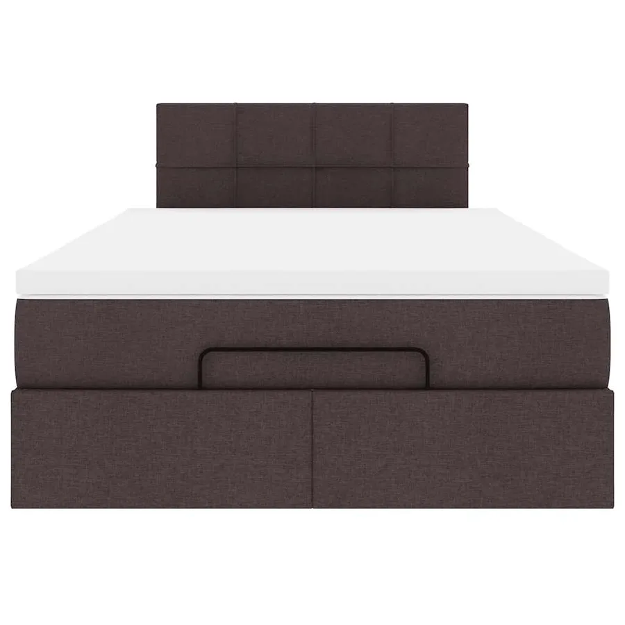 Cadre de lit ottoman avec matelas marron foncé 120x190 cm tissu - 7