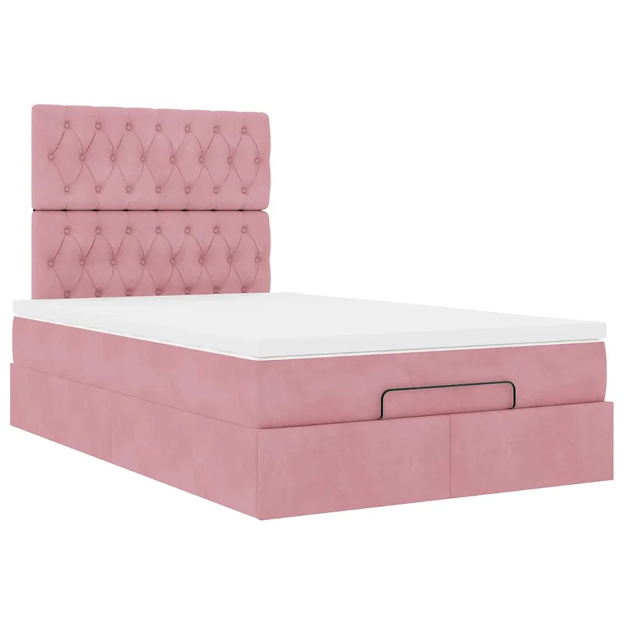 Cadre de lit ottoman avec matelas rose 120x200 cm velours - 7