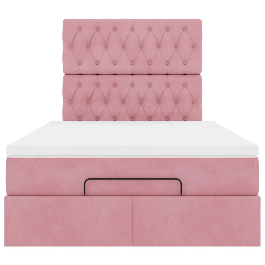 Cadre de lit ottoman avec matelas rose 120x200 cm velours - 8