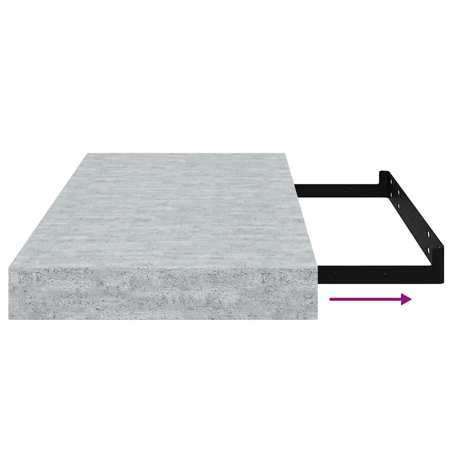 Étagères murales flottantes 2 pcs gris béton 50x23,5x3,8 cm MDF - 11