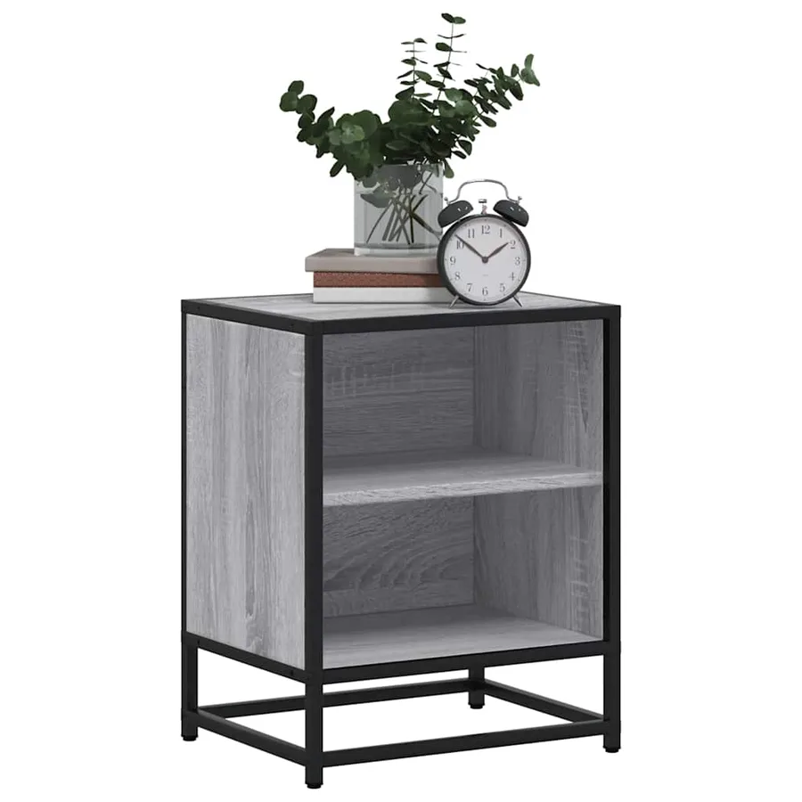 Tables de chevet 2 pcs sonoma gris bois d'ingénierie et métal - 4