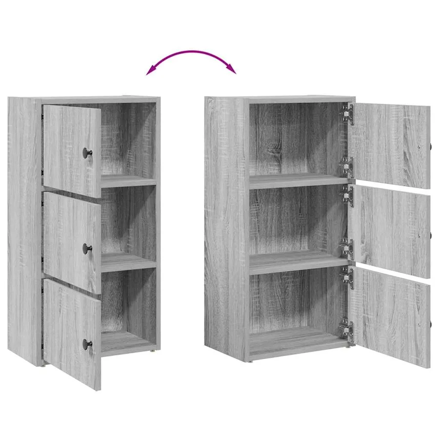 Bibliothèque sonoma gris 40x24x77 cm bois d'ingénierie - 8
