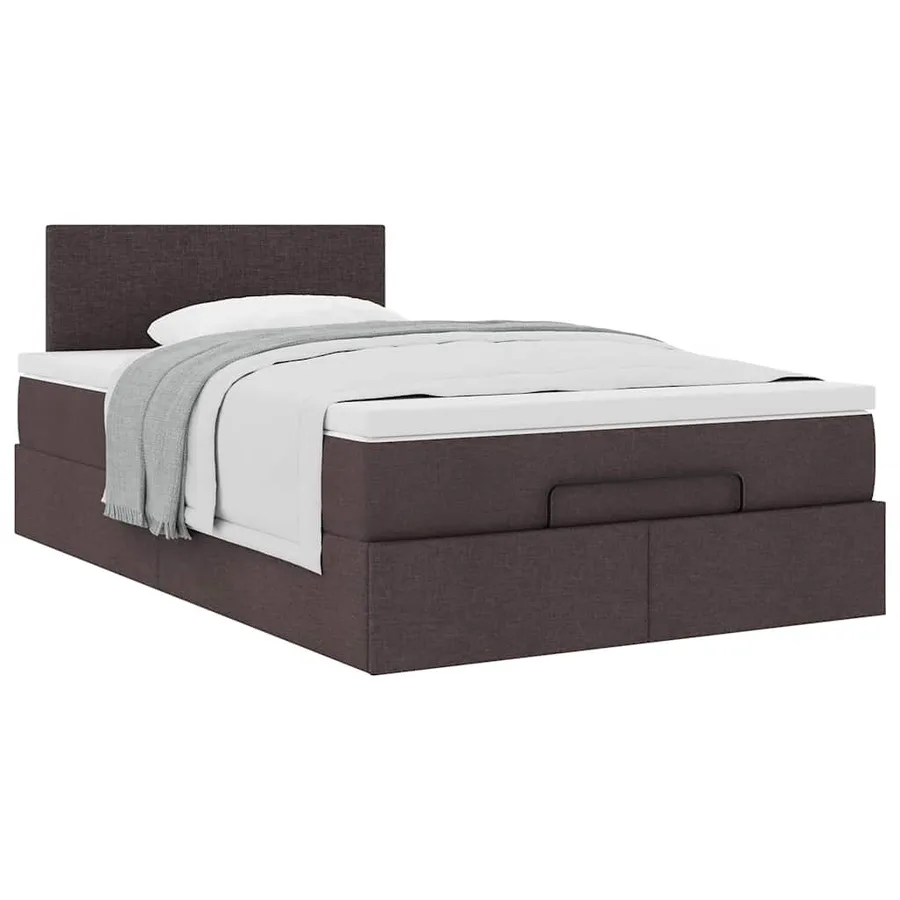 Cadre de lit ottoman avec matelas marron foncé 120x190 cm tissu - 4