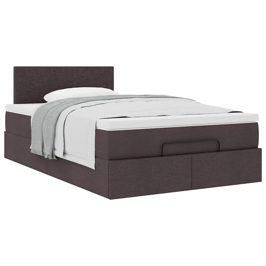 Cadre de lit ottoman avec matelas marron foncé 120x190 cm tissu - 5
