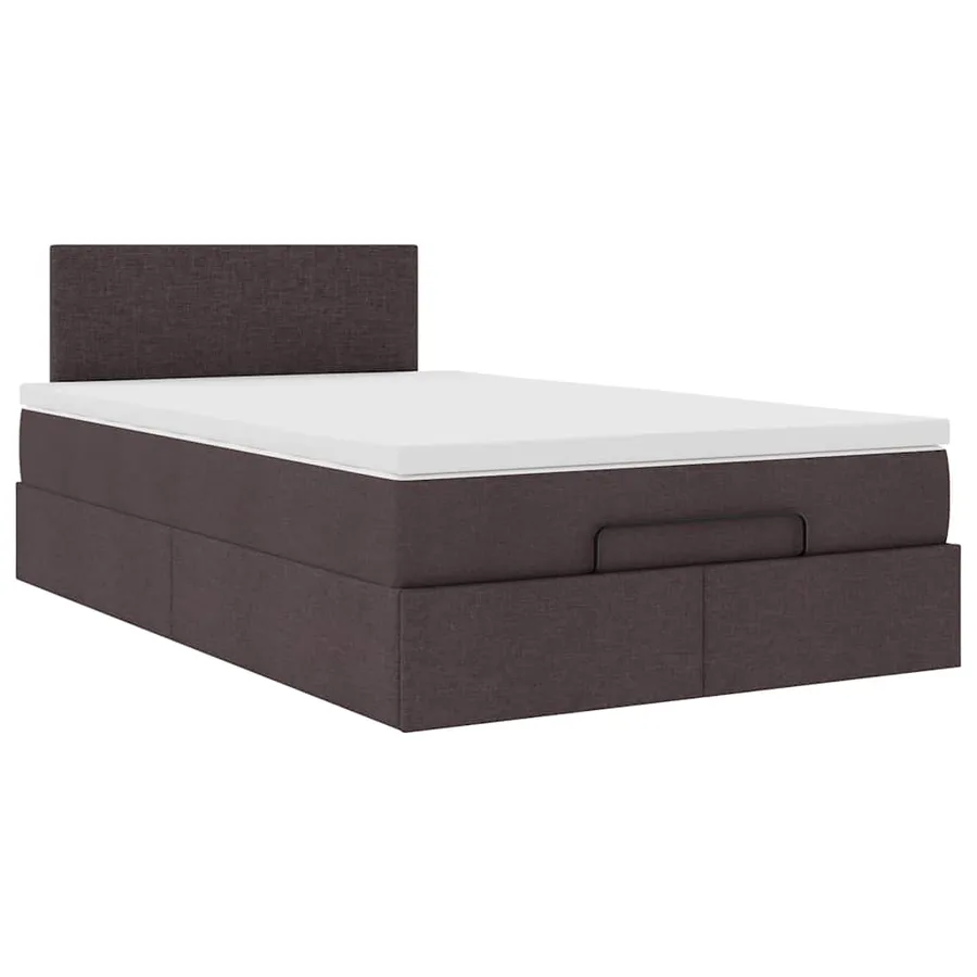 Cadre de lit ottoman avec matelas marron foncé 120x190 cm tissu - 6