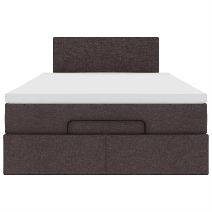 Cadre de lit ottoman avec matelas marron foncé 120x190 cm tissu - 7